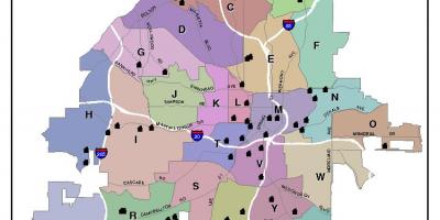 Mapa de Atlanta de avisos mapa