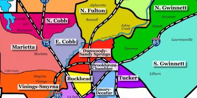 Mapa de Atlanta suburbios