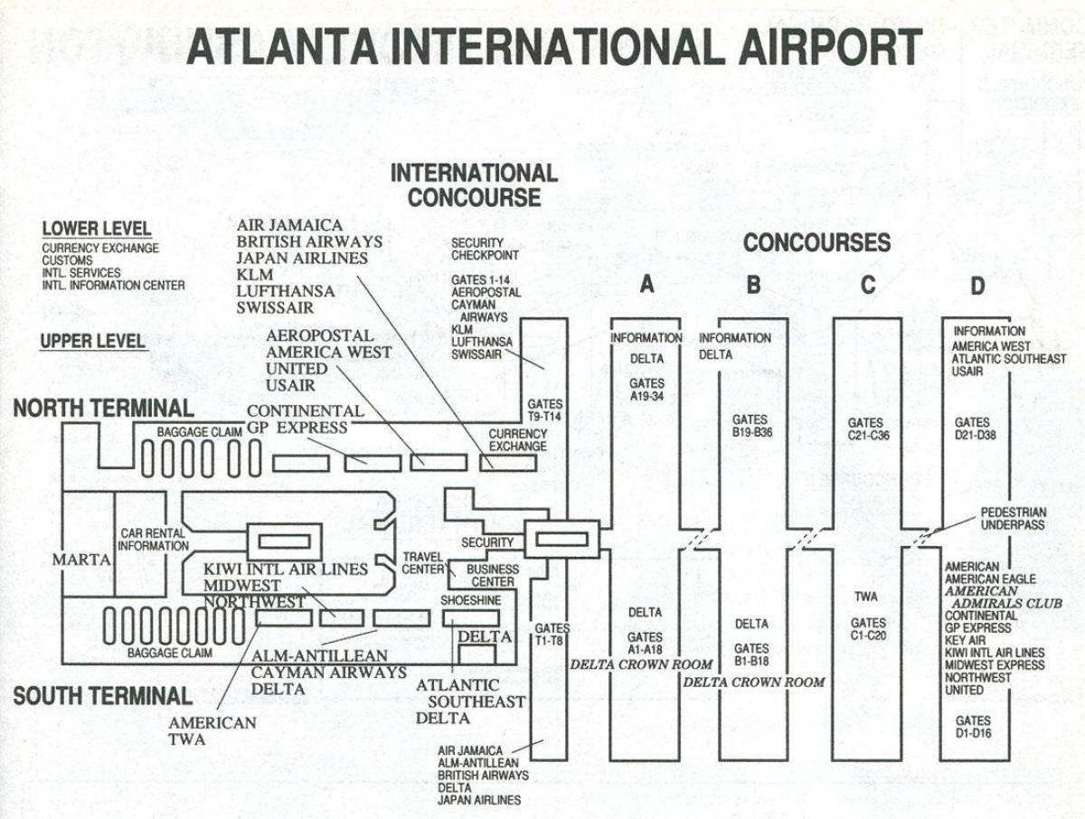 Atlanta terminal do aeroporto s mapa