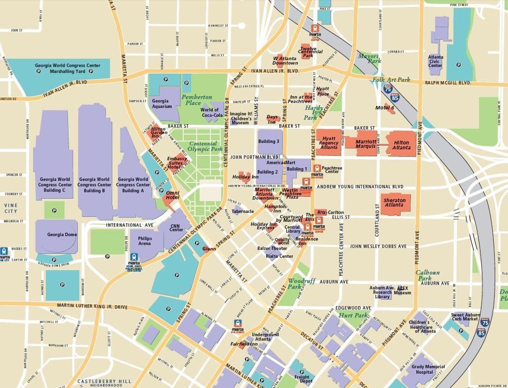 Atlanta atraccións turísticas mapa