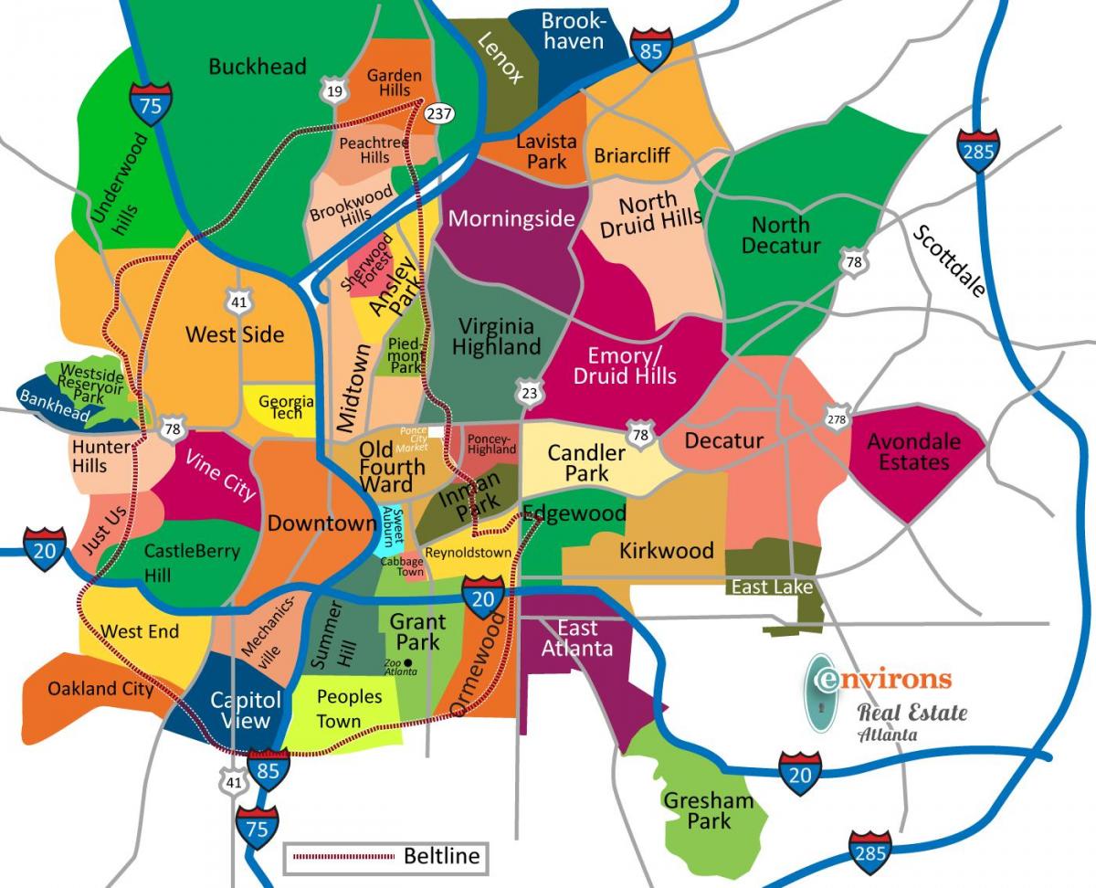 mapa de Atlanta barrios