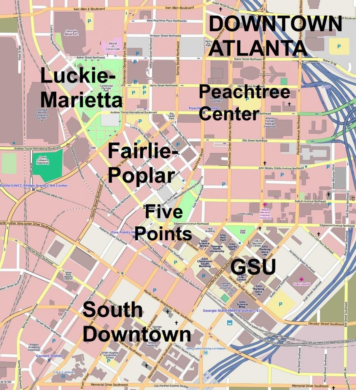 mapa do centro de Atlanta
