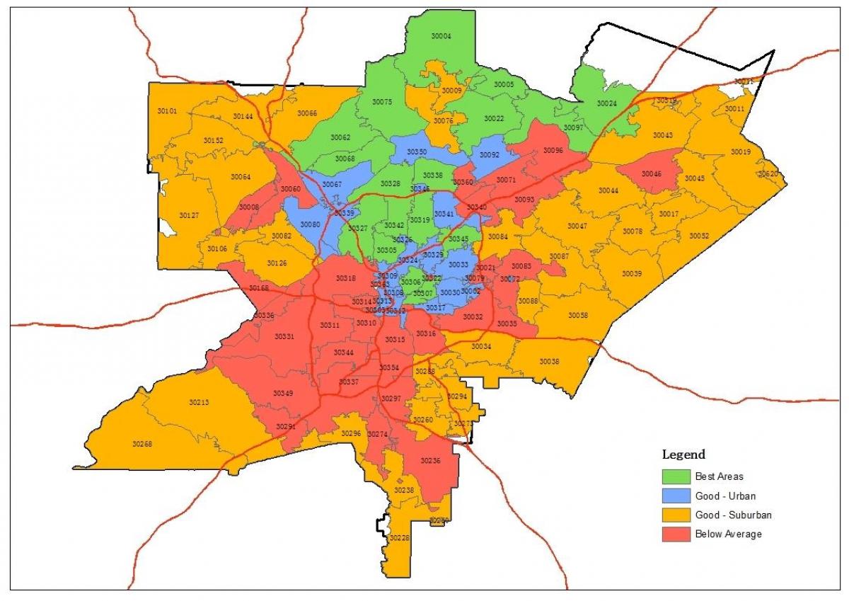 código postal mapa de Atlanta
