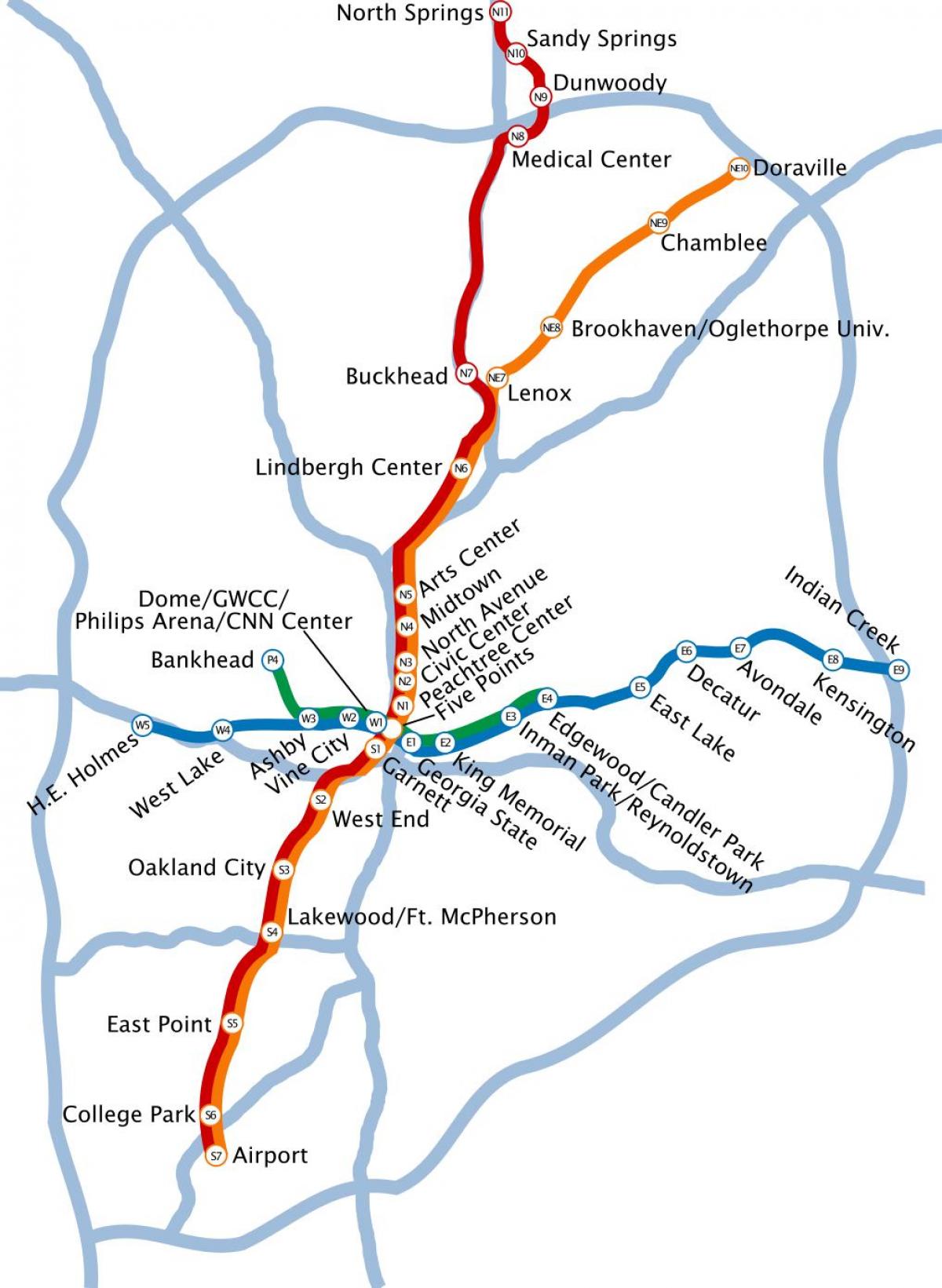 mapa de metro Atlanta