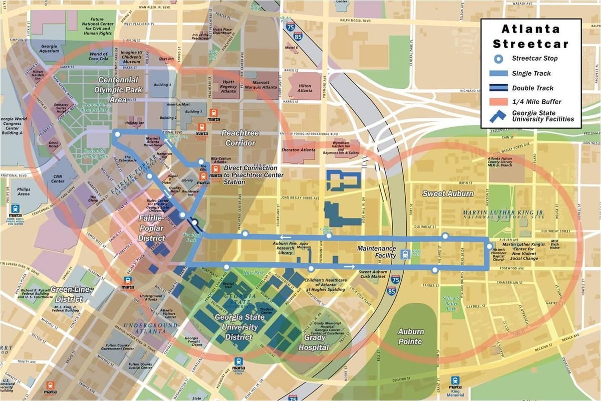 mapa de tranvía Atlanta
