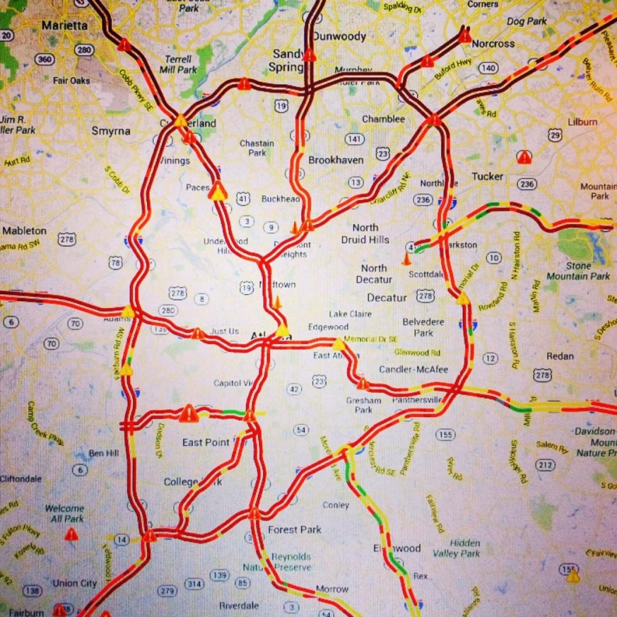 mapa de Atlanta de tráfico