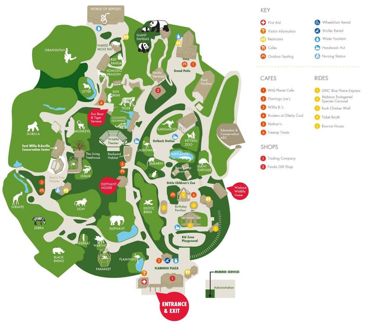 mapa do zoo de Atlanta