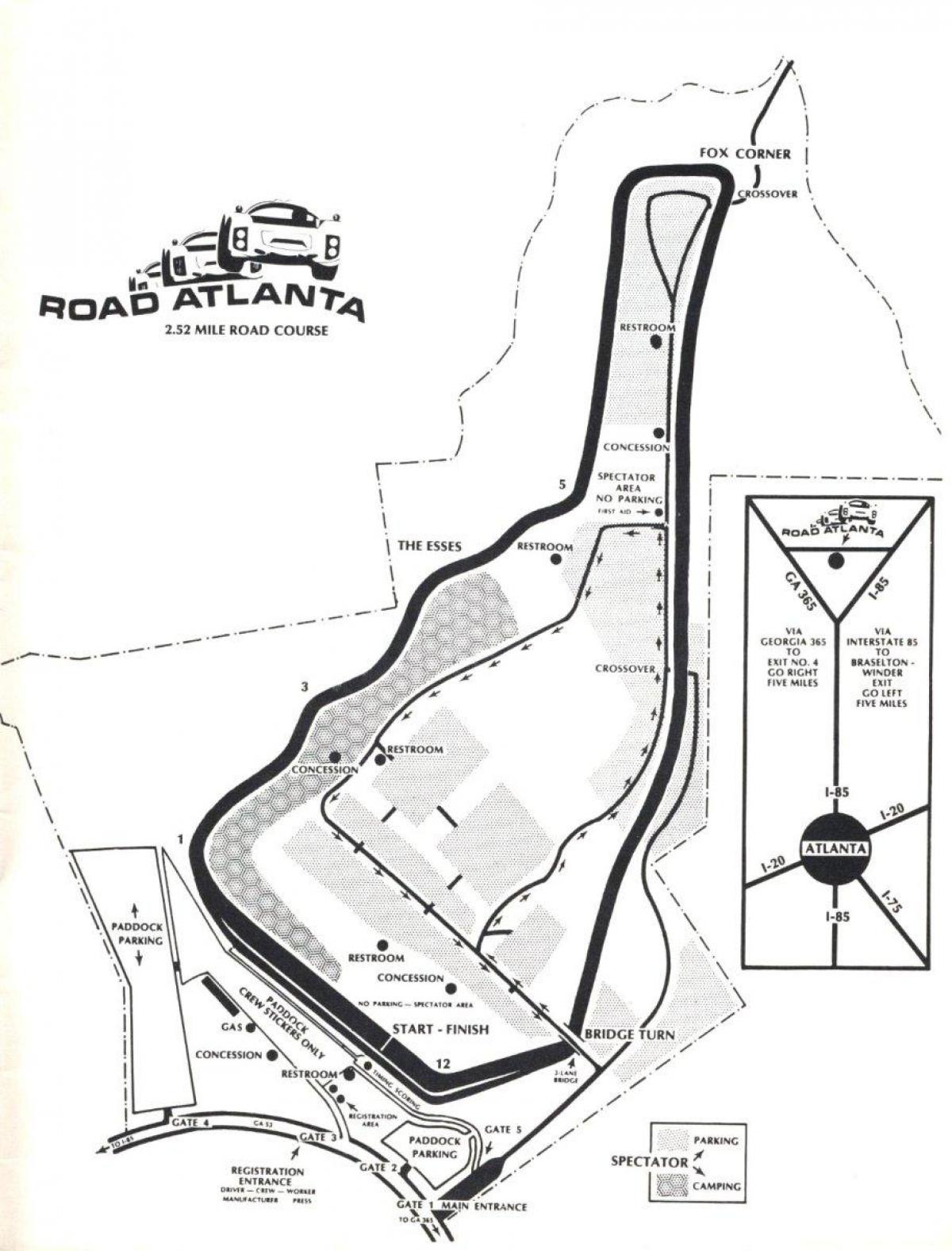 mapa de estrada Atlanta pista