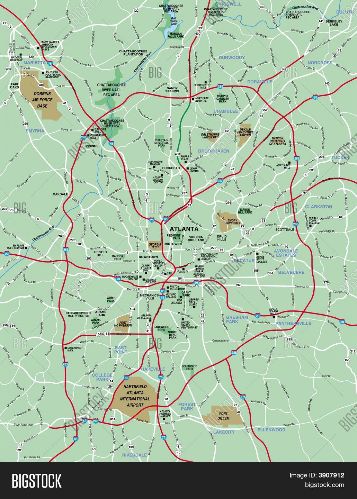maior área de Atlanta mapa