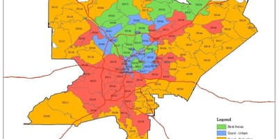 Área de Atlanta código postal mapa